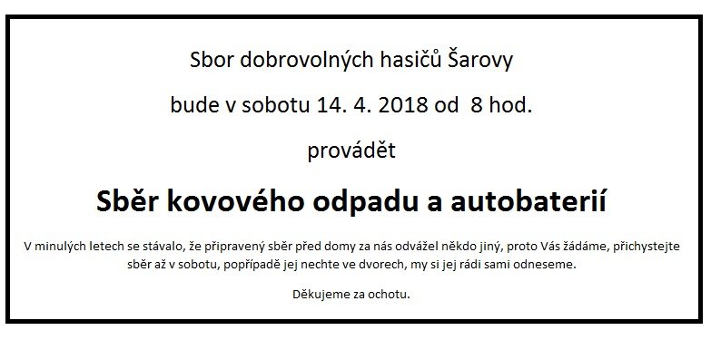 Sběr kovového odpadu a autobaterií