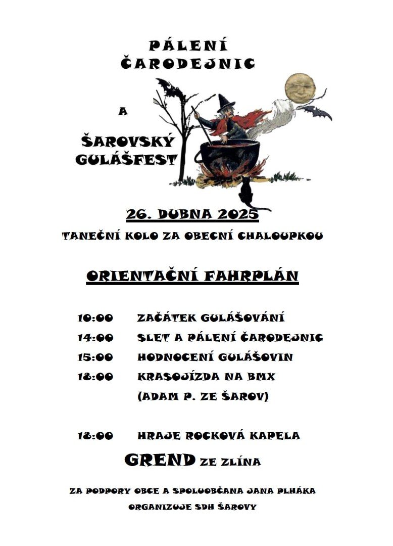 Pálení čarodějnic a Šarovský gulášfest