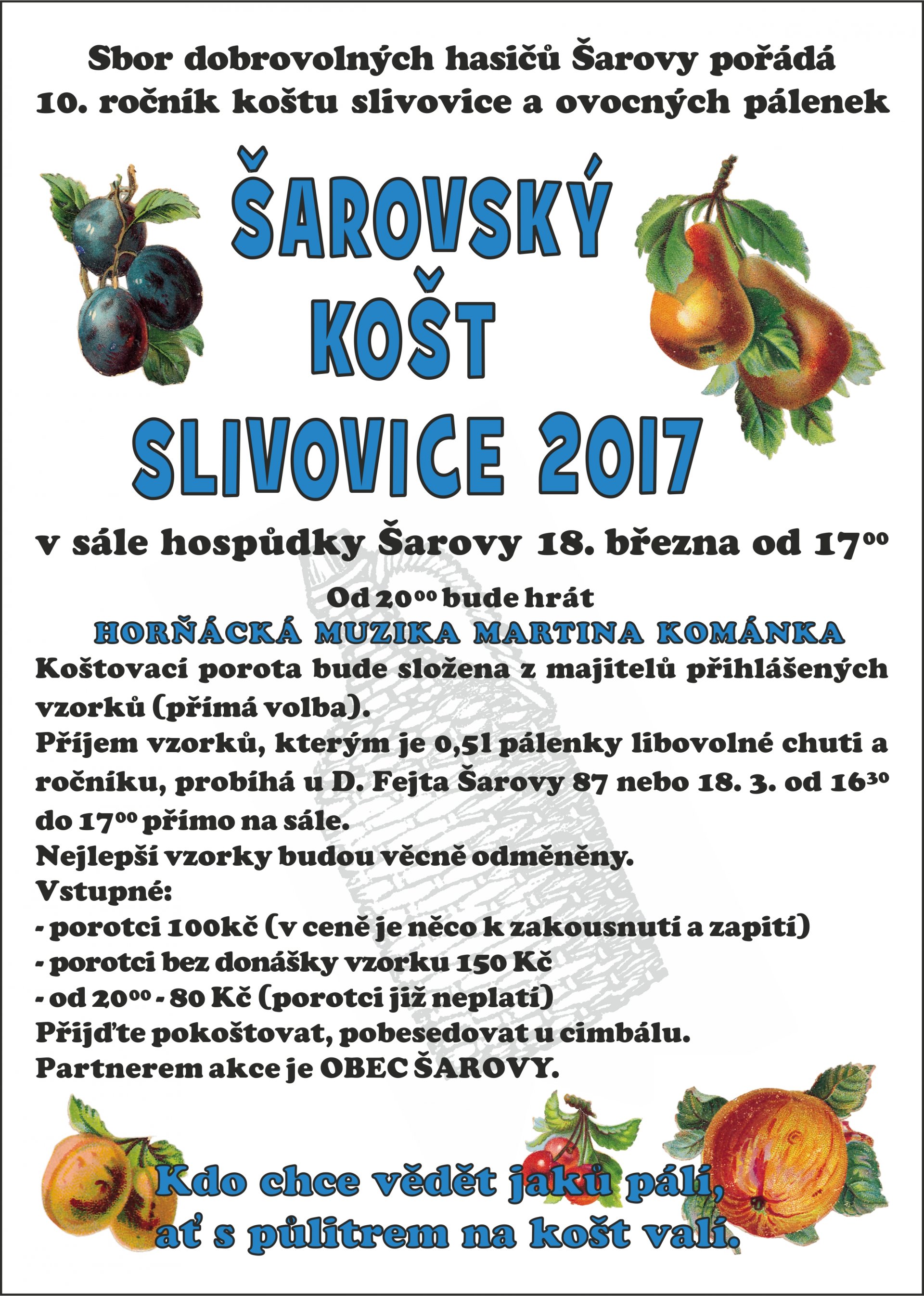 Šarovský košt slivovice 2017